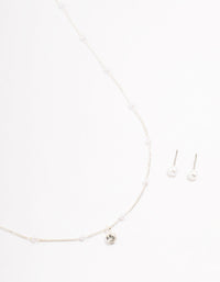 Silver  Pearl  Bohemia Czech Crystal Necklace & Earrings Set - link has visual effect only