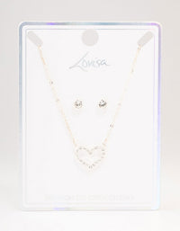 Silver Bohemia Czech Crystal Heart Necklace & Stud Earrings Set - link has visual effect only