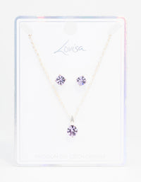 Silver Solitaire Bohemia Czech Crystal Droplet Necklace & Stud Earrings Set - link has visual effect only