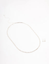 Silver Tennis Czech Crystal Necklace & Earring Set - link has visual effect only