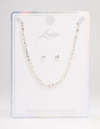 Silver Tennis Czech Crystal Necklace & Earring Set - link has visual effect only