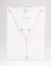 Silver Bohemia Czech Crystal Cupchain Y-Necklace & Stud Earrings Set - link has visual effect only