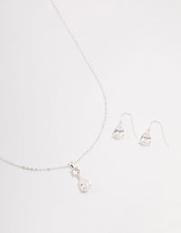 Silver Pear Czech Crystals Drop Necklace & Earring Set - link has visual effect only