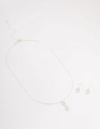 Silver Pear Czech Crystals Drop Necklace & Earring Set - link has visual effect only