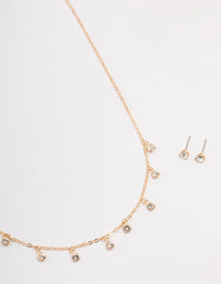 Gold Bohemia Czech Crystal Droplet  Necklace & Earring Set - link has visual effect only