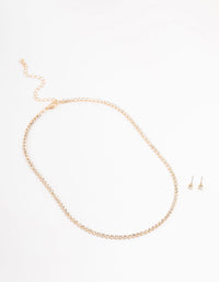 Gold Tennis Bohemia Czech Crystal  Necklace & Earring Set - link has visual effect only