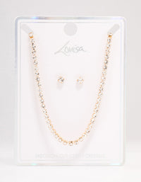 Gold Tennis Bohemia Czech Crystal  Necklace & Earring Set - link has visual effect only