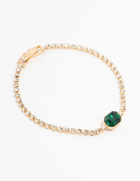 Gold Emerald Green Octagon Bohemia Czech Crystal Cup Chain Bracelet - link has visual effect only