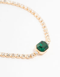 Gold Emerald Green Octagon Bohemia Czech Crystal Cup Chain Bracelet - link has visual effect only