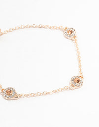 Rose Gold Station Bohemia  Czech Crystals Halo Toggle Bracelet - link has visual effect only