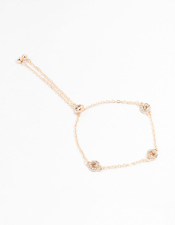 Rose Gold Station Bohemia  Czech Crystals Halo Toggle Bracelet