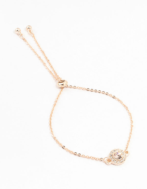 Rose Gold Halo Bohemia Czech Crystals Toggle Bracelet