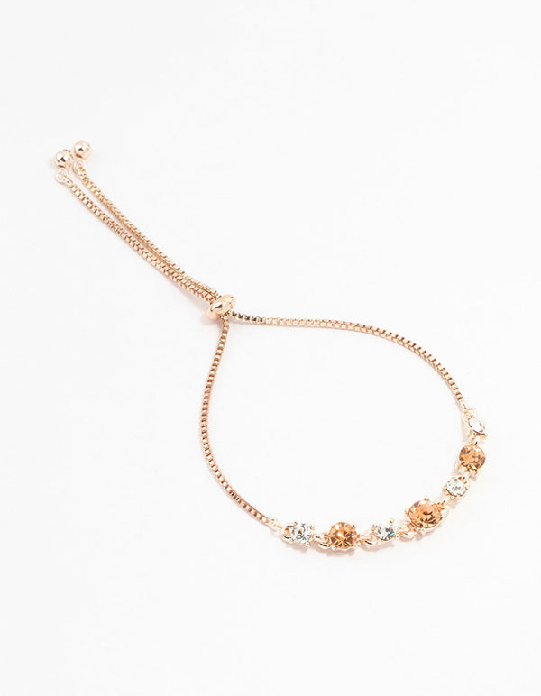 Rose Gold Mixed Czech Crystals Toggle Bracelet