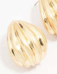 Worn Gold Ribbed Textured Drop Earrings - link has visual effect only