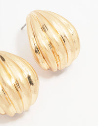 Worn Gold Ribbed Textured Drop Earrings - link has visual effect only