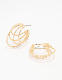 Gold Textured Small Layered Hoop Earrings - link has visual effect only