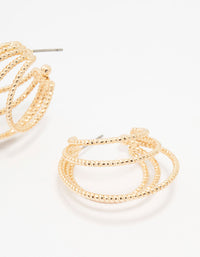 Gold Textured Small Layered Hoop Earrings - link has visual effect only