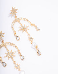 Gold Celestial Pearl Drop Earrings - link has visual effect only