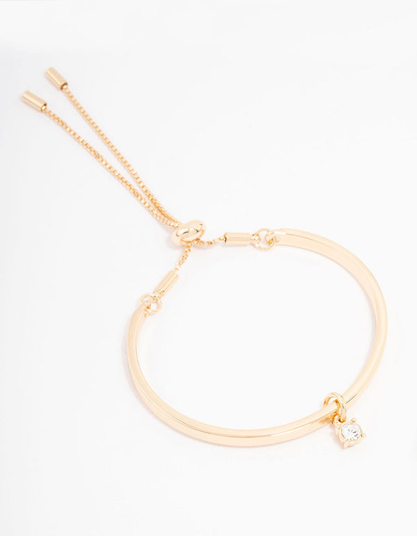 Gold Solitaire Crystal Toggle Bracelet