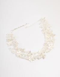 Silver Pearl Cluster Flower Hair Drape - link has visual effect only