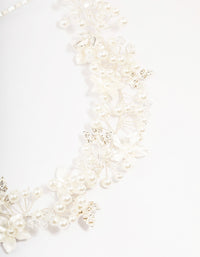 Silver Pearl Cluster Flower Hair Drape - link has visual effect only