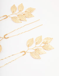 Gold Metal Leaf Hair Pin 3-Pack - link has visual effect only