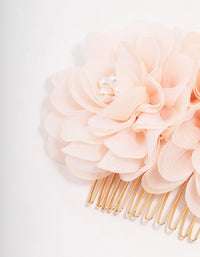 Gold Triple Pink Flower Hair Comb - link has visual effect only