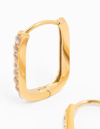 Gold Plated Surgical Steel Diamante Oval Hoop Earrings - link has visual effect only