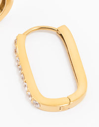 Gold Plated Surgical Steel Diamante Oval Hoop Earrings - link has visual effect only