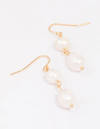 Gold Freshwater Pearl Drop Earrings - link has visual effect only