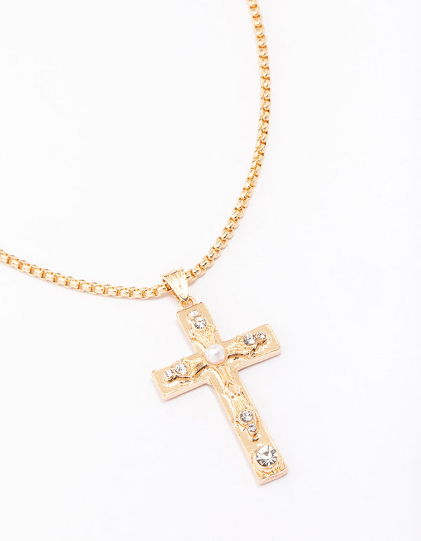 Gold Cross Pendant Necklace