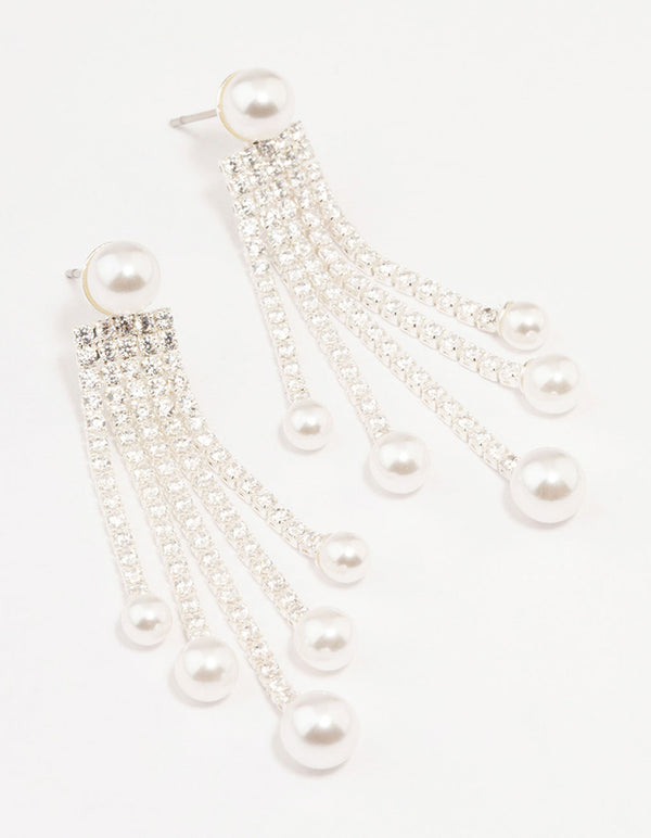 Silver Plated Cup Chain & Pearl Drop Earrings