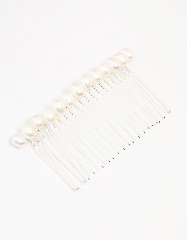 Silver Classic Freshwater Pearl Hair Comb