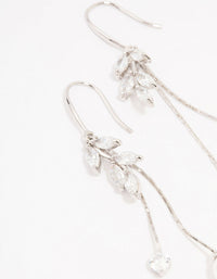 Rhodium Cubic Zirconia Leaf & Pearl Drop Earrings - link has visual effect only