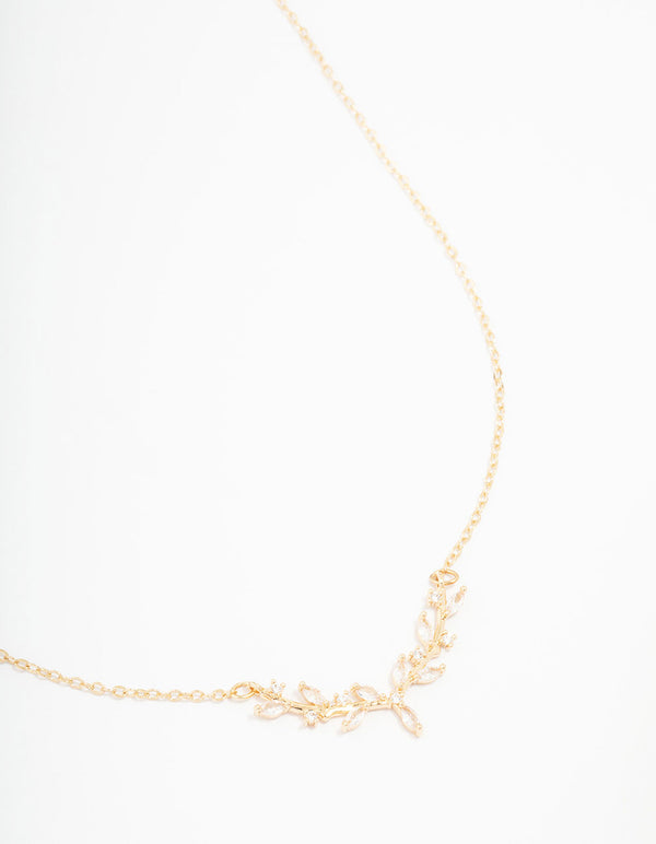 Gold Cubic Zirconia Vine Necklace