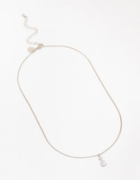 Silver Cubic Zirconia Pear Pendant Necklace - link has visual effect only
