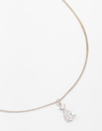 Silver Cubic Zirconia Pear Pendant Necklace - link has visual effect only