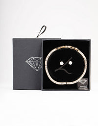 Gold Cubic Zirconia Baguette Tennis Bracelet & Earring Set - link has visual effect only