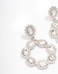 Silver Multi Diamante Circle Drop Earrings - link has visual effect only