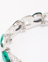 Silver Emerald Diamante Stretch Bracelet - link has visual effect only