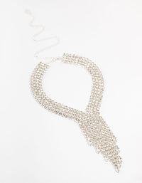 Rhodium Multi Row Diamante Necklace - link has visual effect only