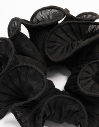 Black Fabric Crinkle Statement Hair Scrunchie - link has visual effect only