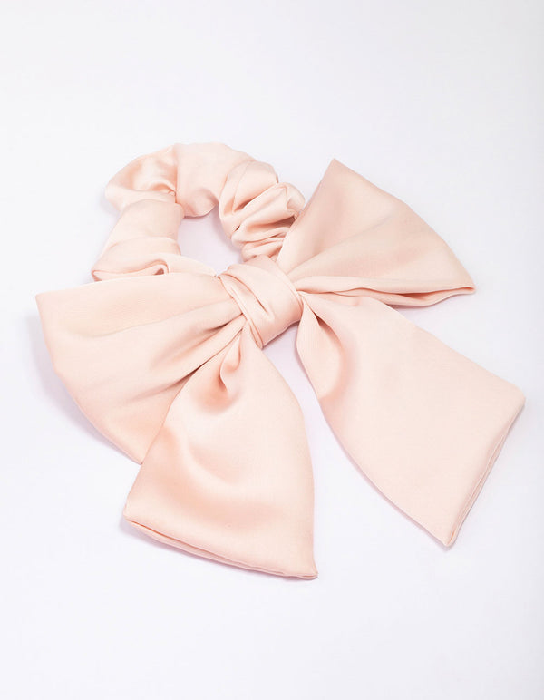 Blush Fabric Satin Bow Hair Scrunchie - Lovisa