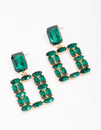 Gold Mixed Emerald Stone Drop Earrings - link has visual effect only