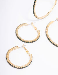 Gold Diamante Mixed Size Hoop Earring 3-Pack - link has visual effect only