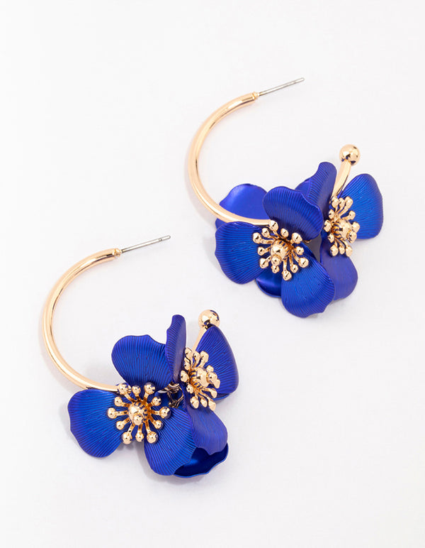 Coated Floral Stem Drop Earrings