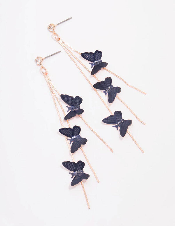 Gold Butterfly Drop Earrings