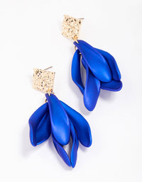 Blue Hammered Petal Drop Earrings - link has visual effect only