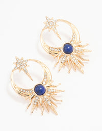 Gold Celestial Blue Stone Drop Earrings - link has visual effect only