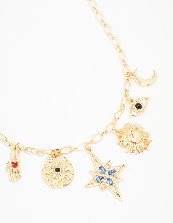 Gold Celestial Charm Necklace